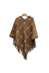 XENITE Hiver Femmes Tricoté Plaid Capes Châle Gland Manteau Ponchos Cape Poncho Femmes Châle Couleur: Rouge, Taille: Taille 