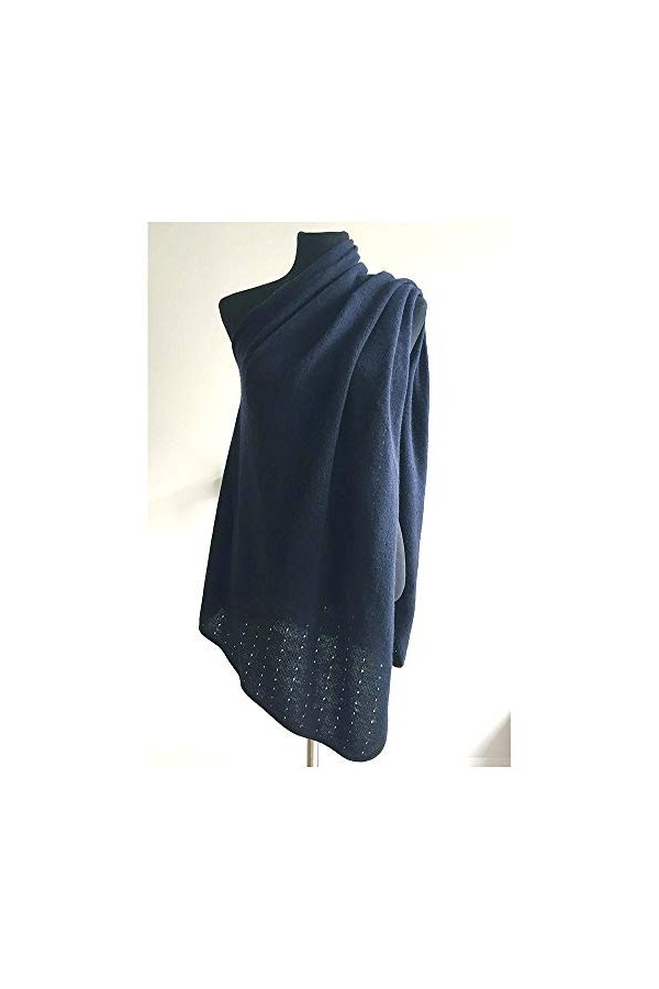 Poncho de voyage en cachemire pour femme - Châle de mariée boutonné en dentelle tricotée pashmina - Couverture portable - Lég