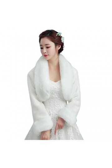Châle en fausse fourrure, étole de mariée vintage en peluche blanche pour femme, châle à manches longues, cape de soirée, hau