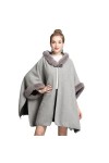 Femmes Fausse Fourrure Châle Étole à Capuche Grande Taille Cardigan Poncho Cape Manteau pour Automne Hiver Mariage Mariée Dem