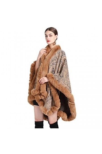 CELECH Femmes fausse fourrure douce Cape Poncho Capes manteau hiver chaud châle Wrap Puncho Cape dames manteau dhiver mantea