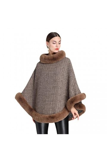 CELECH Femmes fausse fourrure douce Cape Poncho pull Capes manteau hiver chaud châle vêtements dextérieur pardessus pour soi