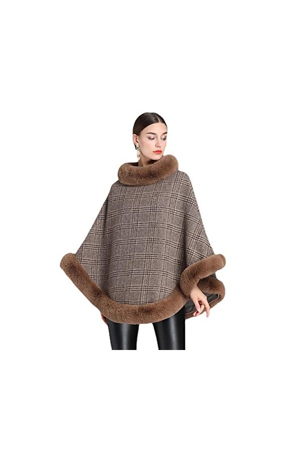 CELECH Femmes fausse fourrure douce Cape Poncho pull Capes manteau hiver chaud châle vêtements dextérieur pardessus pour soi