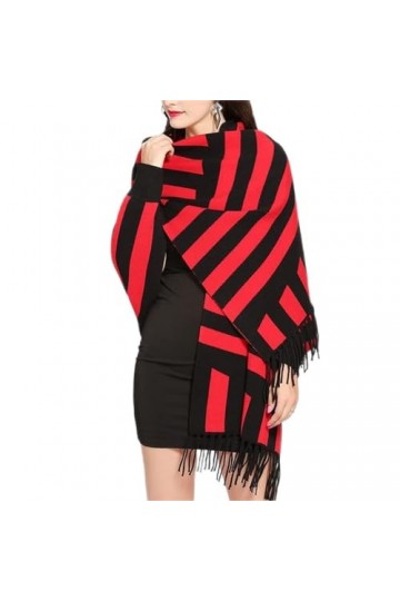 Ponchos et capes chauds dhiver pour femme, châles longs à pompons, écharpe longue et douce, bandana couleur : rouge, taille