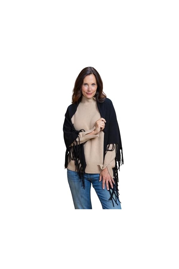 Cashmere Island | Châle à franges – Couvre-épaules élégant pour femme avec finition sans couture, sans couture – Fabriqué en 