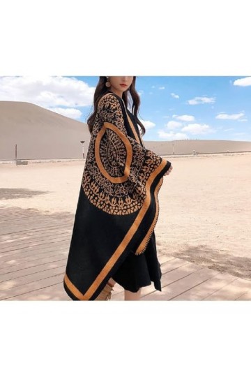 XENITE Femmes Imitation Cachemire Écharpe Dhiver Plus Chaud Capes Poncho Châle Dames Couverture Wrap Femelle Couleur: Jaune