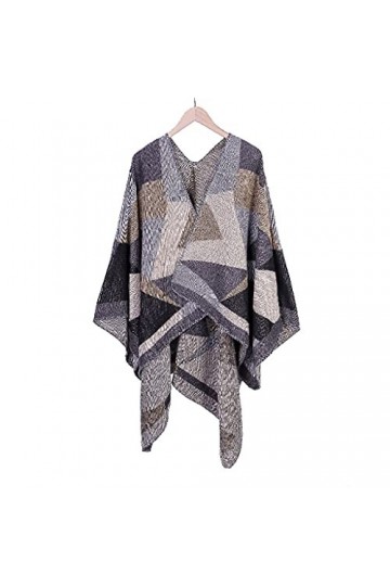 XENITE Capes imitation cachemire automne hiver chaud châle de voyage fendu épais écharpe à carreaux pour femme ponchos assort