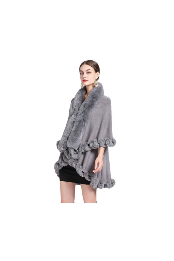 Châle En Fourrure Artificielle Pour Femmes, Automne Et Hiver, Enveloppe Douce Et Chaude, Couleur Unie, Cape De Fête, Vêtement