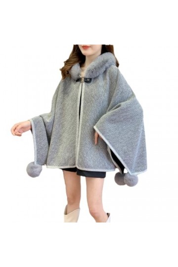 Cape Châle Rembourrée Épaisse Pour Femme, Fausse Veste Ample À Boutons En Corne, Streetwear, Hiver