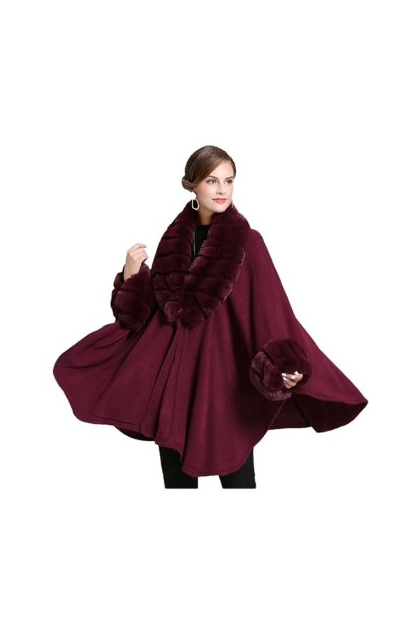 Châle En Fourrure Artificielle Pour Femmes, Manteau Chaud De Luxe, Enveloppe En Cachemire, Cape De Couleur Unie, Automne Et H