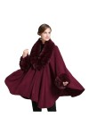 Châle En Fourrure Artificielle Pour Femmes, Manteau Chaud De Luxe, Enveloppe En Cachemire, Cape De Couleur Unie, Automne Et H