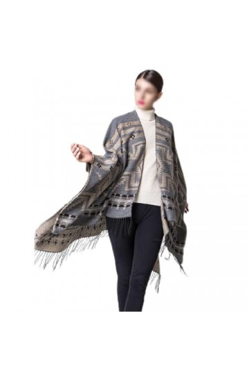 XENITE Châle de voyage pour femme automne hiver à rayures chaudes assorties avec tout, écharpe à carreaux épais, ponchos cou
