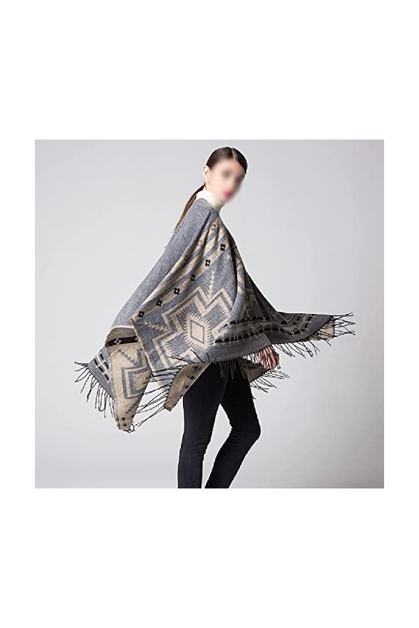 XENITE Châle de voyage pour femme automne hiver à rayures chaudes assorties avec tout, écharpe à carreaux épais, ponchos cou