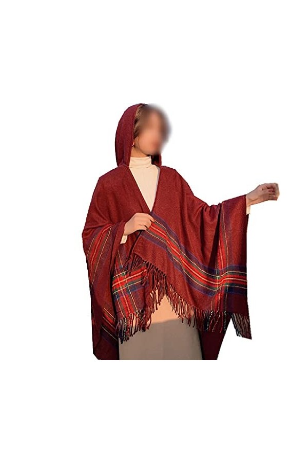 XENITE Cape châle femme cape avec capuche épaissie chaleur écharpe de voyage avec capuche femme cape châle poncho couleur : 