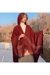 XENITE Cape châle femme cape avec capuche épaissie chaleur écharpe de voyage avec capuche femme cape châle poncho couleur : 