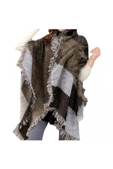 RajoNN N/A Plaid Gland Contraste Couleur Couture Rétro Femmes Multi-usages Châle Femme Color : Argento, Size : 200cm*67cm 