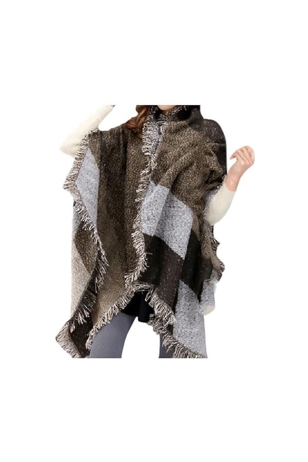 RajoNN N/A Plaid Gland Contraste Couleur Couture Rétro Femmes Multi-usages Châle Femme Color : Argento, Size : 200cm*67cm 