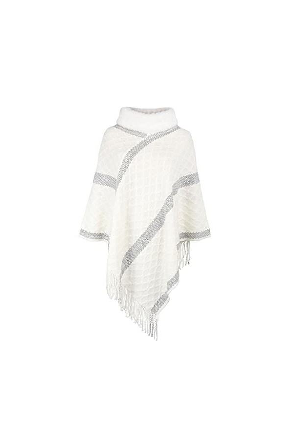 Pull châle à col en fourrure pour femme Ponchos dautomne couleur : A, taille : comme le montre limage A comme le montre 