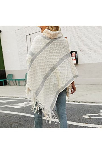 Pull châle à col en fourrure pour femme Ponchos dautomne couleur : A, taille : comme le montre limage A comme le montre 