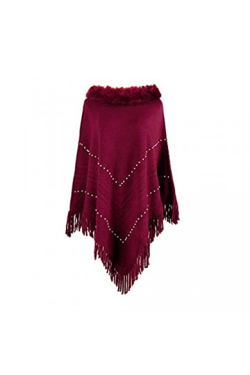 Châles et écharpes dhiver à col en fourrure pour femme - Ponchos dhiver à franges couleur : A, taille : comme le montre l