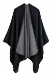 Epsion Femmes Couleur Bloc Châle Wrap Plus La Taille Cardigan Poncho Cape Ouvert Avant Long Hiver Manteau - - Taille Unique