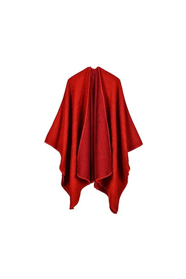 Epsion Femmes Couleur Bloc Châle Wrap Plus La Taille Cardigan Poncho Cape Ouvert Avant Long Hiver Manteau - - Taille Unique
