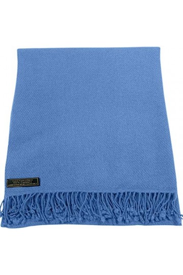 CJ Apparel Bleu Couleur Unique Style Tissé en Sergé 100% Cachemire Châle Echarpe Manteau Etole Plaid Pashmina Nouvelle