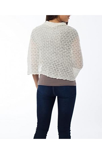 NOVICA Femme Baby Alpaga en Laine mélangée Tricot Châle Wrap, « Muse » Taille Unique Blanc