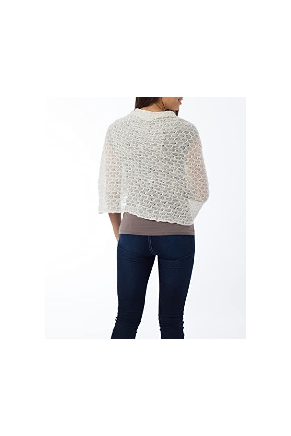 NOVICA Femme Baby Alpaga en Laine mélangée Tricot Châle Wrap, « Muse » Taille Unique Blanc