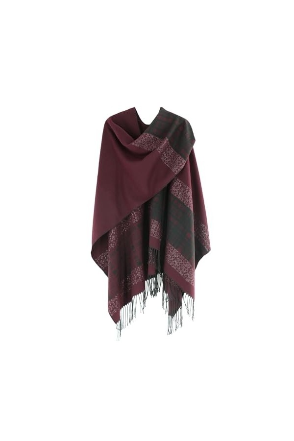 Ciormis Poncho châle pour femme, super doux et chaud, ouvert sur le devant, cape Ruana, K Style 20 - Noir uni avec boucle, t