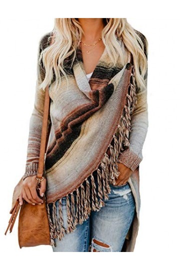 Relipop Poncho Ouvert à lavant pour Femme - - Taille M