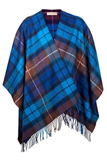Femme Cape Châles Buchanan Blue Tartan Laine Dagneau Sur Commande