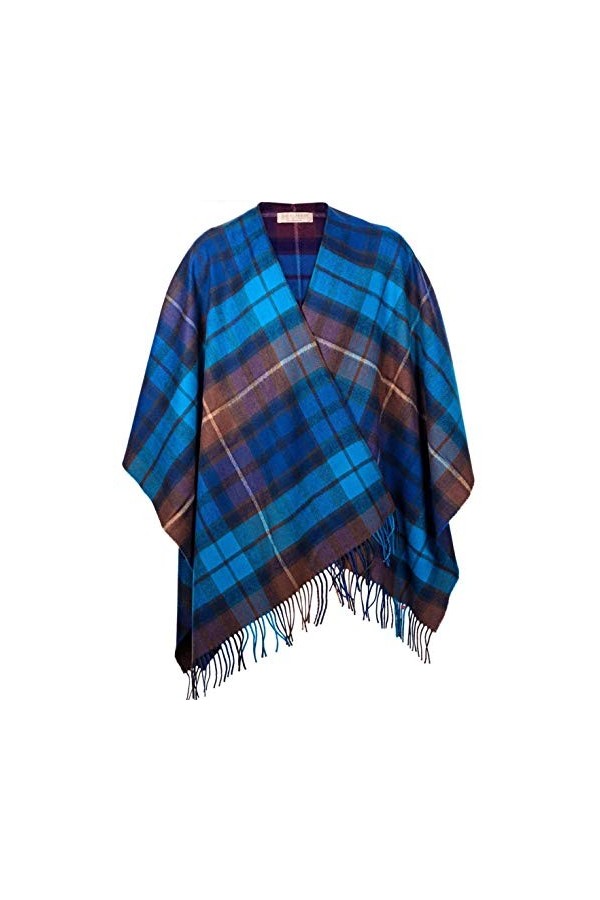 Femme Cape Châles Buchanan Blue Tartan Laine Dagneau Sur Commande