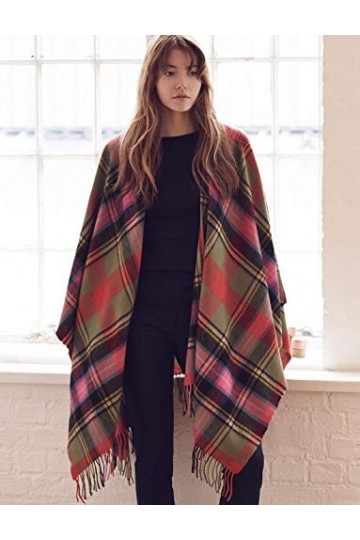 Femme Cape Châles Buchanan Blue Tartan Laine Dagneau Sur Commande