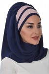 Châle pour femme - Léger - En mousseline de soie - Pour modestie, Bleu marine - Poudre - C 83 , taille unique