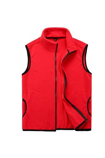 NXYJD Winter Mens en polaire gilets masculin gilets chauds chauds gilets de softshell thermiques occasionnels Color : Red, S