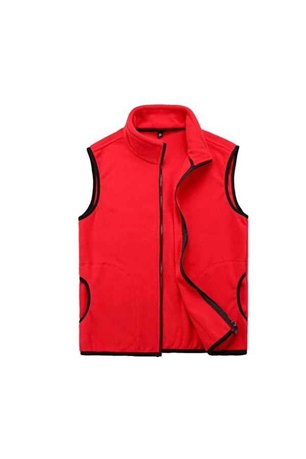 NXYJD Winter Mens en polaire gilets masculin gilets chauds chauds gilets de softshell thermiques occasionnels Color : Red, S