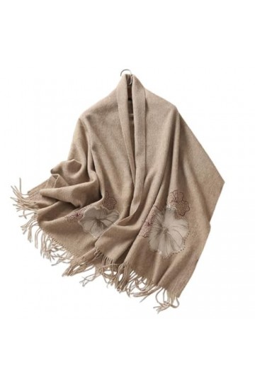 MaTeka Écharpe chaude en laine for femme, châle brodé, doux, sans cravate, automne et hiver