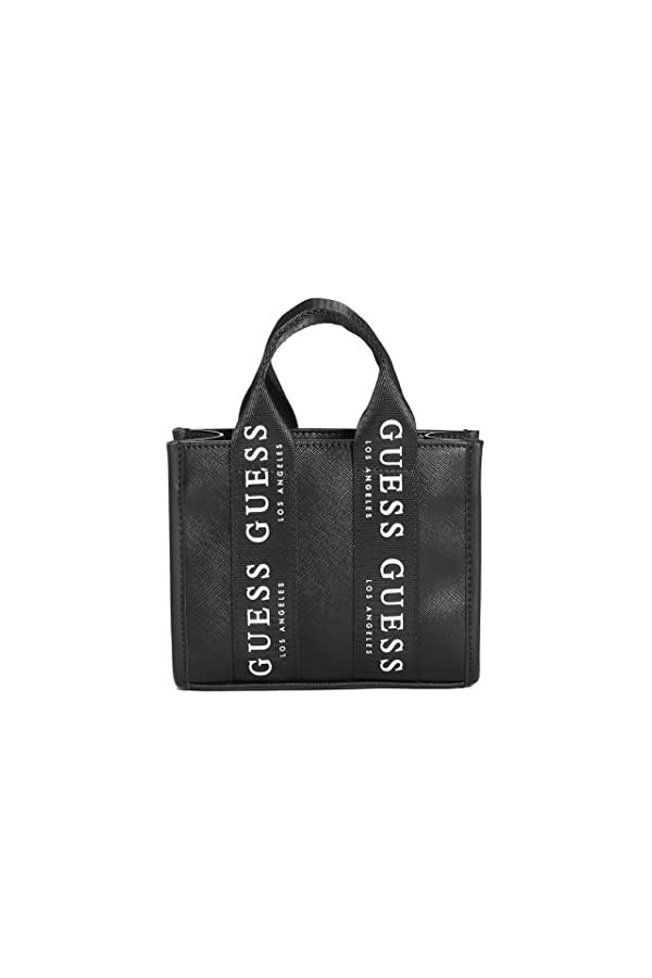 GUESS Logo-Tape Mini sac à bandoulière, Imprimé floral noir., Bandoulière
