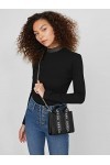 GUESS Logo-Tape Mini sac à bandoulière, Imprimé floral noir., Bandoulière