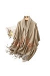 MaTeka Écharpe châle chaude brodée écharpe en laine à pampilles femme hiver vent ethnique