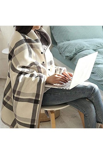 ROLTIN Couverture pour fauteuil roulant, châle à carreaux tartan, écharpe multifonction, épaule chaude, maison, bureau, chamb