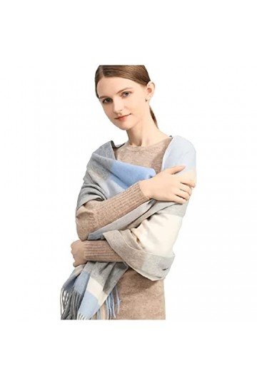 Doux Écharpe 100% laine, écharpes de cape de poncho de couverture chaude épaisse à carreaux, enveloppes de châles de concepti