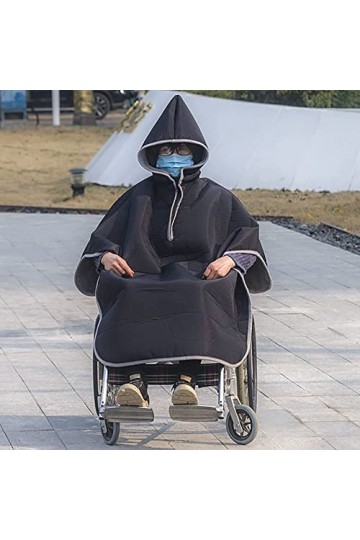 GagalU Couverture Chaude dhiver pour Fauteuil Roulant, Cape Coupe-Vent pour Fauteuil Roulant, Poncho avec Capuche, Couvertur