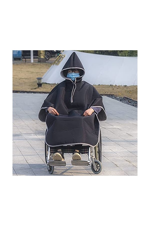 GagalU Couverture Chaude dhiver pour Fauteuil Roulant, Cape Coupe-Vent pour Fauteuil Roulant, Poncho avec Capuche, Couvertur