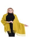 CJ Apparel Jaune Or Couleur Unique Style Tissé en Sergé 100% Cachemire Châle Echarpe Manteau Etole Plaid Pashmina Nouvelle
