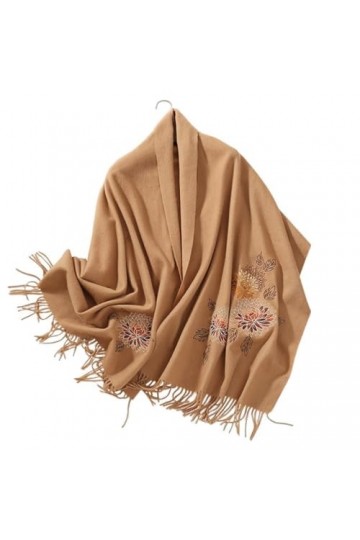 MaTeka Écharpe en laine femme hiver polyvalent Cheongsam châle for envoyer les aînés broderie châle à lextérieur