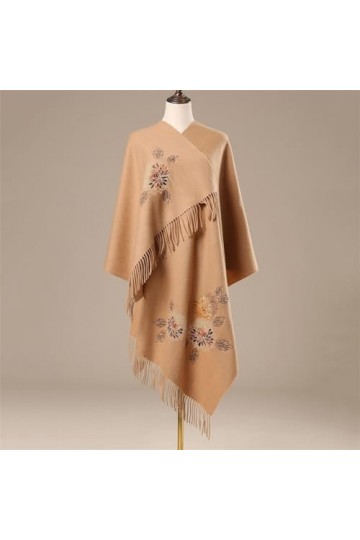 MaTeka Écharpe en laine femme hiver polyvalent Cheongsam châle for envoyer les aînés broderie châle à lextérieur