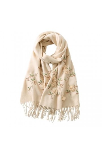 MaTeka Écharpe brodée de Style chinois châle en laine for femme écharpe brodée de Style ethnique polyvalent