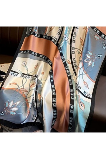 Printemps et Automne Foulard en Soie Femme Mère Simulation Soie été Longue crème Solaire châle Mince Serviette de Plage Coul